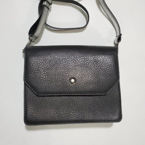 silver and black colorblock crossbody bag square by MMS - Picture 10 of 10